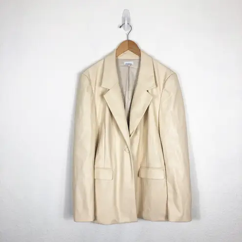 We Wore What Faux Leather Blazer Medium Cream Oversized Quiet Luxury Minimalist