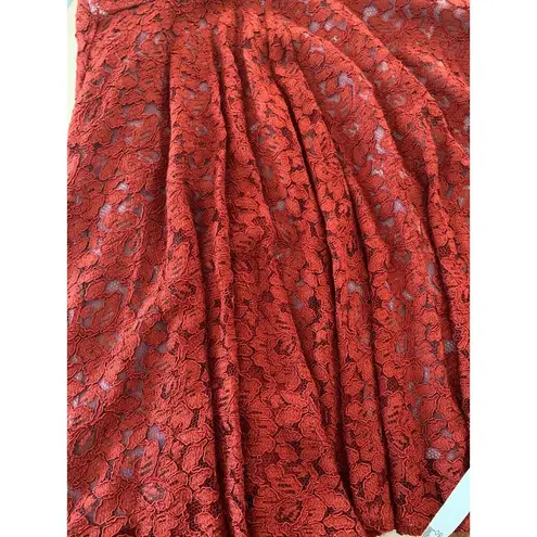 Moulinette Soeurs size 4 small anthropologie casual f zipper skirt red lace rust