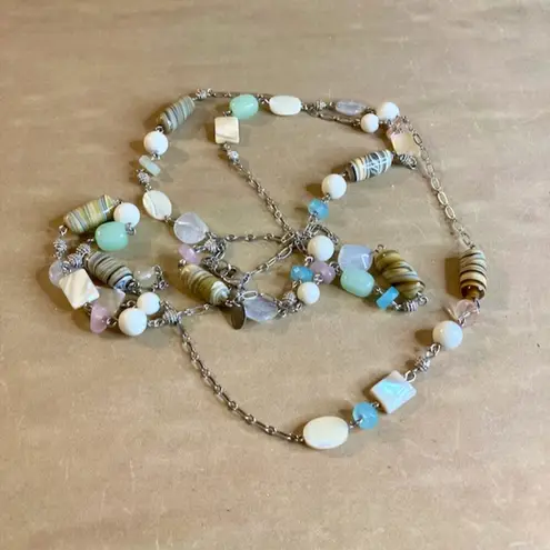 Lia Sophia 0035 Y2K Mixed Media Station Necklace in Pastel Colors
