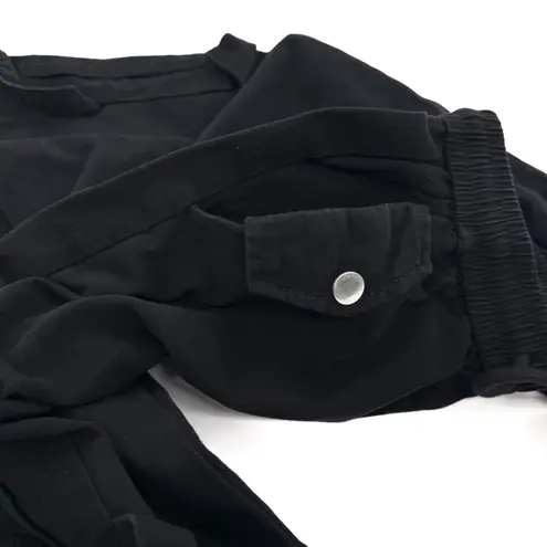 High Waist Harem Pants Joggers Track Pants Cargo Pants Slim Loose Long trousers Black