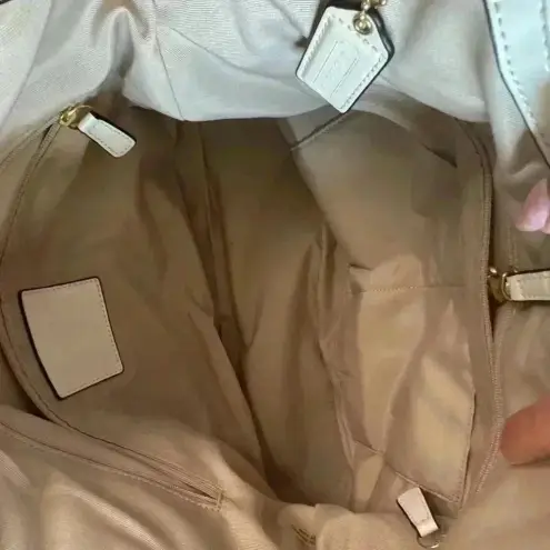 Coach  Devin Light Beige Khaki Ivory satchel Handbag Purse.