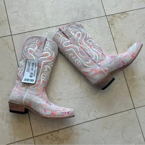Ferrini Womens NWT $319 Belle Embroidered Snip Toe Cowboy Mid Calf Boots Sz 6.5 White