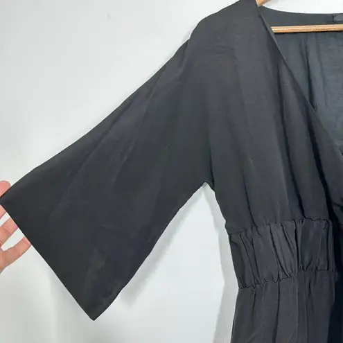 COS Black Silk V Neck Mini Dress Flare Sleeve Cocktail Wedding Guest Dress