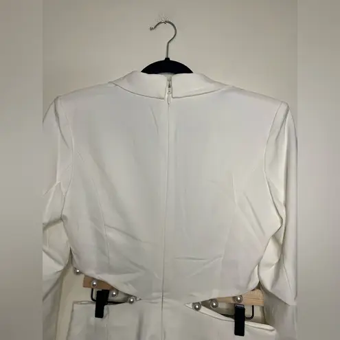 Lavish Lice Lavish Alice White Pearl Cut-Out Blazer Dress Size 10 Bridal Bachelorette NWT
