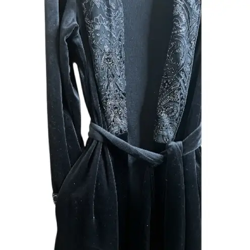 Oscar de la Renta Vintage Pink Label Black Velour Bathrobe Size Small