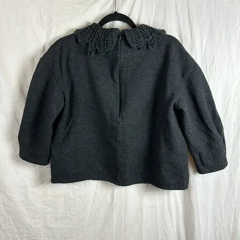 Asie Womens Sweater Charcoal Crotchet Collar Gray Size undefined