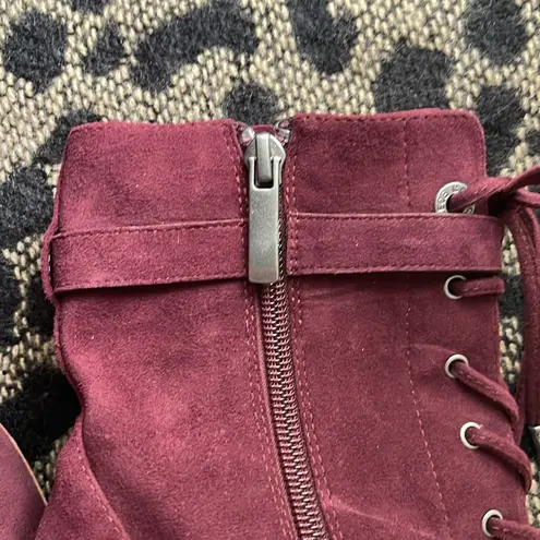 L'Agence Burgundy Lace-Up Boots size 6