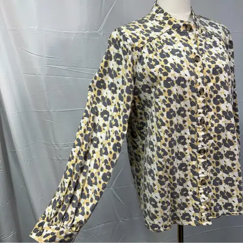 CAbi  Providence Shirt Jacket #5854‎ Gray White Yellow Print spring Woman’s large - Image 3