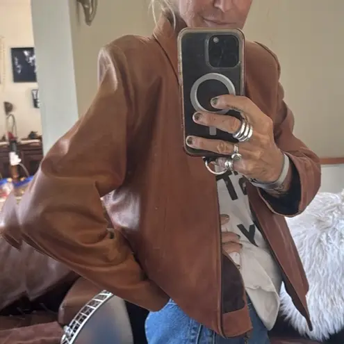 Vintage rustic lightweight butter soft Brown Leather Jacket no tags Size L