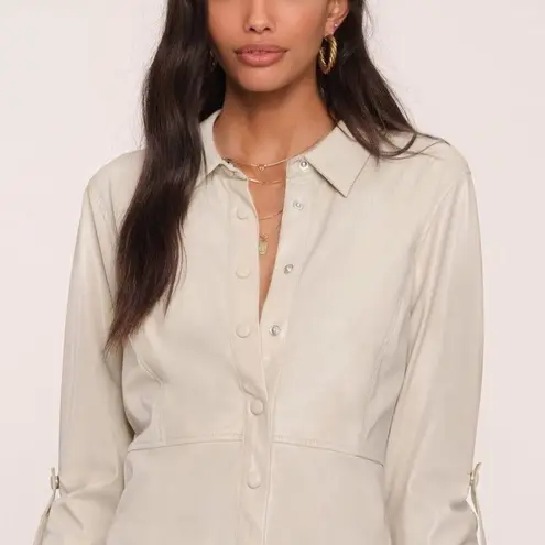 Heartloom Revolve Ivory Faux Leather Top with Open Lace-Up Back NWT XS
