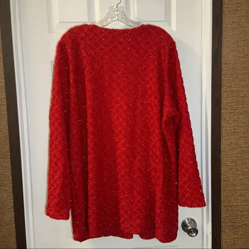 Kathie Lee Red Textured Layered Look Long Sleeve Blouse 22/24