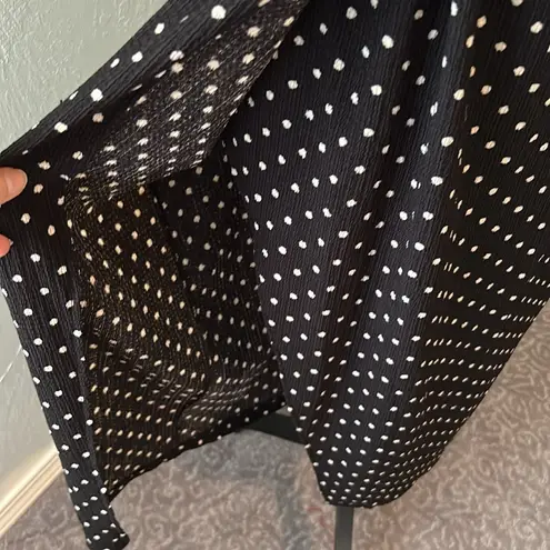 Bershka Midi polka dot knotted front, thigh split, cut out back spaghetti strap dress