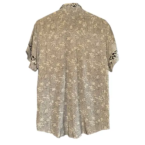 Karen Kane Vintage Whimsical Floral Button Up Shirt Women's 4 Oversized ~Flaw