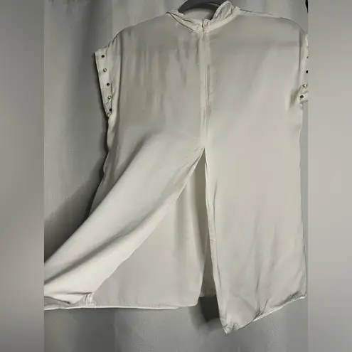 Sandro Paris White Courbe Studded Blouse Medium