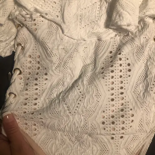 Stunning bodysuit one piece swimsuit nwt white lace