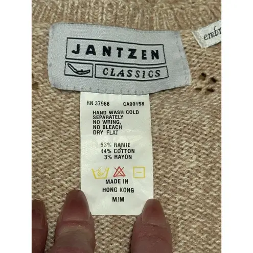 Jantzen Classics Cardigan Sweater Hand Embroidered Women Size Medium Floral VTG