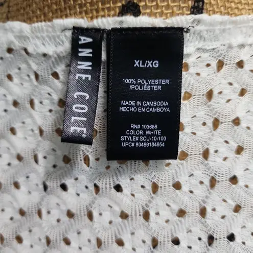 Anne cole Cardigan Womens Size XL White Crochet TieFront 34 Sleeve Resort Boho