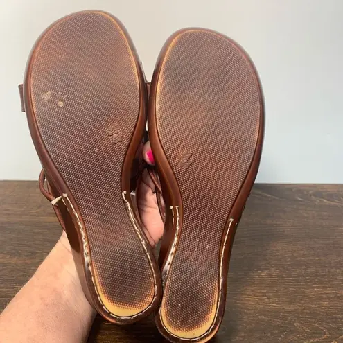 Chacha brown leather open toe mule, slip on size 8/24.5
