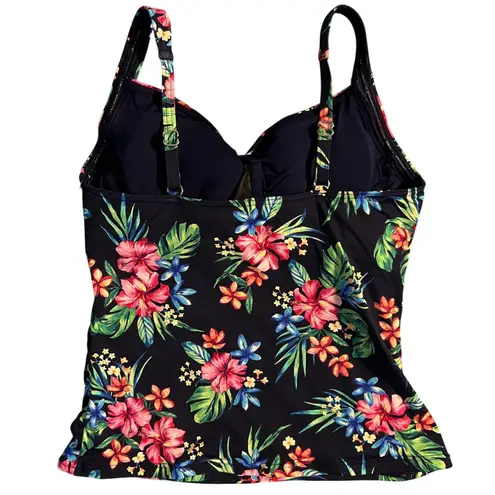 Lands' End Tankini Top 6P Floral Print Padded Underwire Adjustable Straps NWT