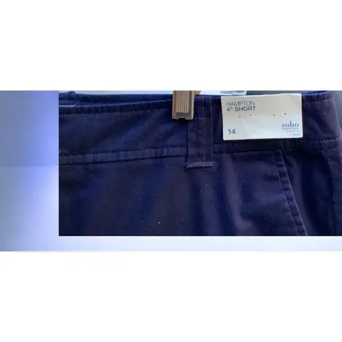 New York & Co. SOHO JEANS LADIES HAMPTON 4IN NAVY POCKETED SHORT SHORTS NEW 14