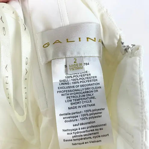 Galina Floral Cutout Eyelet Lace Tea Length Strapless Wedding Reception Dress