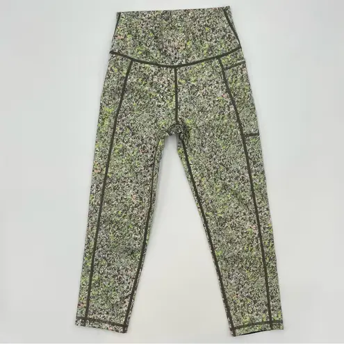 Sweaty Betty Legging Capri Super Sculpt Green Alert Pebble Print Crop Size XS