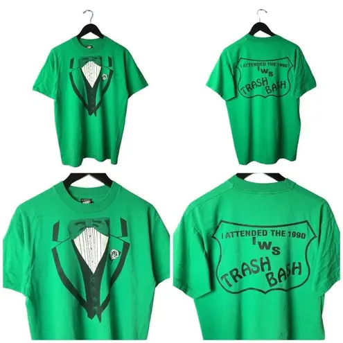 1990 Vintage Screen Stars Best St Patrick's Day IWS Trash Bash T Shirt Green XL