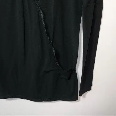 Amaryllis Black Lace Trim Open Tie Cross Back Sweater