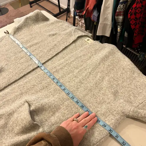 Look By M Gray Knit Soft Oversized Open Style Cardigan Sweater Pockets One Size White Size L