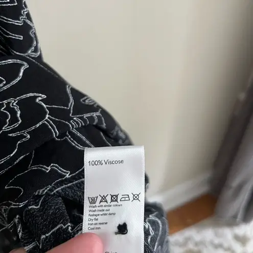 KIN by John Lewis black floral oversized flowy mod abstract sustainable dress Size M