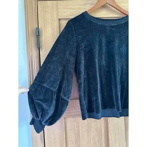 Nation LTD. Kiera Black Velvet Lantern Puff Sleeve Slouchy Crewneck Top sz Small