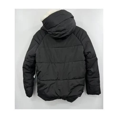 7 For All Mankind  Black Puffer Coat Faux Fur Hood Thermal Insulation Size S - Image 9