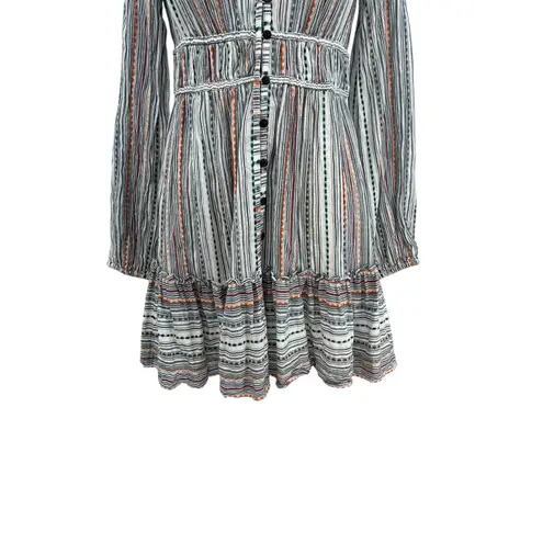 Veronica Beard Suzie Striped Mini Dress Long Sleeve Multicolor Size XS