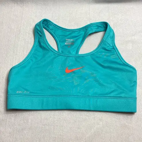 Nike  Pro sports bra in teal with orange size small