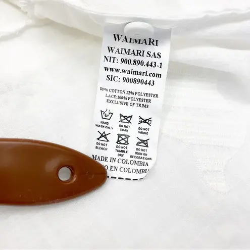 Waimari Calamaro Tiered Ruffle Smocked Beach Coastal Bridal Mini Dress: White