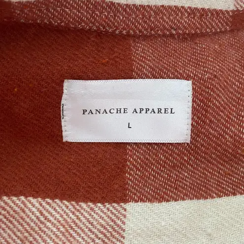 Panache NWOT Apparel Orange Cream Plaid Cabincore 100% Cotton Flannel Size L