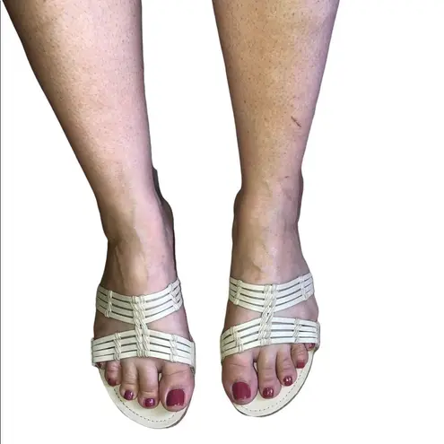 J. Jill cream leather sandals /slides strappy coastal old money classic chic Size 8.5
