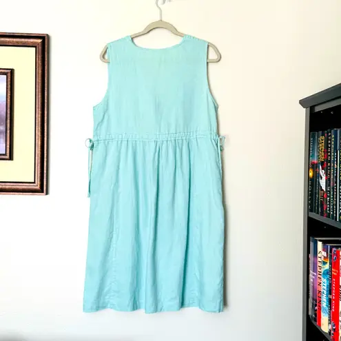 Sundance Light Blue Aqua Sleeveless 100% Linen Dress Size Large