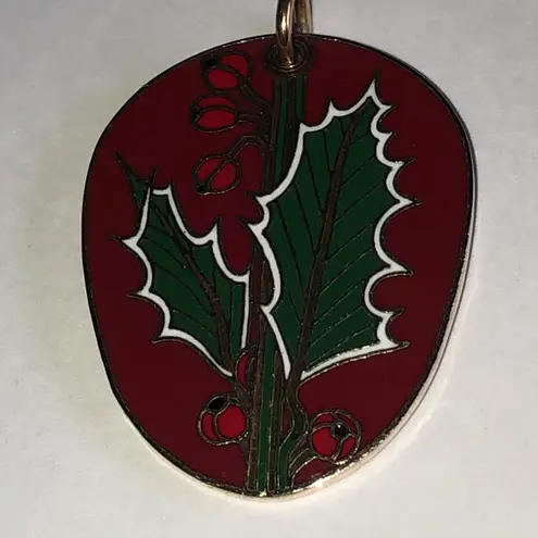 Holly by P Wilson Providence Collection Festive Red and Green Enamel Pendant