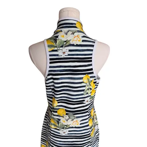 Boston Proper - Lemon Stripe Sleeveless Zip Front Resort European Dress Sz S