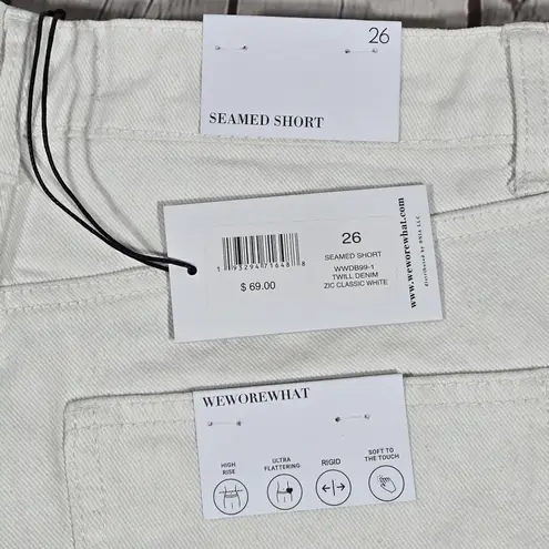 We Wore What Twill Denim Seamed Short in Classic White 26 NWT