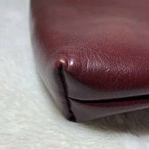 Hand Painted Orange Cat Leather Pouch VGUC FS Originals Full Zip Red