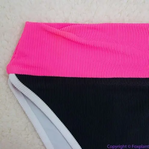 Beach Riot NEW Emmy Bottom In Black Neon Pink Colorblock, XS