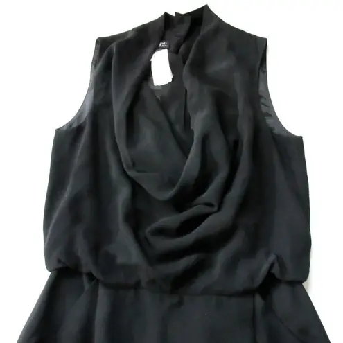 Lafayette 148 NWT Cowl Neck in Black Crepe Button Back Blouson Sheath Dress 4