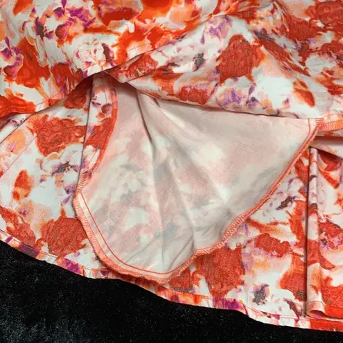 Chelsea28 Fit & Flare Cotton Minidress in Orange Blue Blushed Blooms Medium