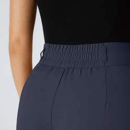 Halara Navy Blue High Waisted Smocked Straight Leg Petite Work Pants Trousers