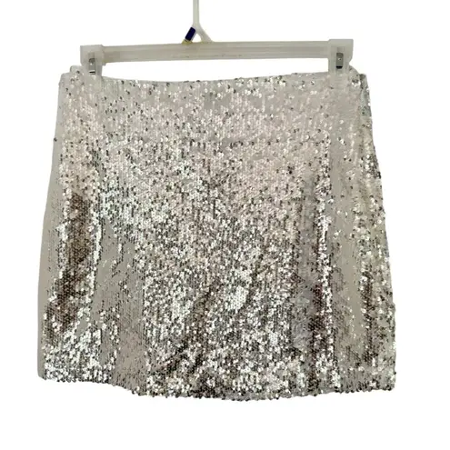 WAYF NWT Silver Sequined Mini Skirt Size Small