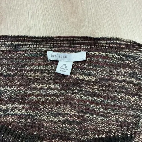 EST 1946 Women's XL Multi Color Striped Square Neck 3/4 Sleeve Knit Sweater