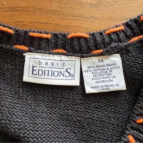 Vintage 80s Oversized Pumpkin Fall Halloween Sweater Vest Size 3X