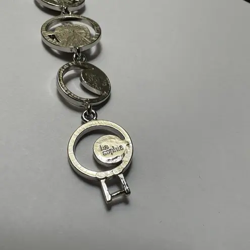 Lia Sophia Women’s Signed Rhinestone Silver Tone Brown Bracelet 7.5 Inch